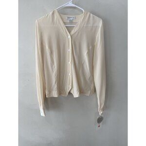 Vintage Liz Claiborne 100% Silk Button Down Shirt Top 4 Classic Long Sleeve